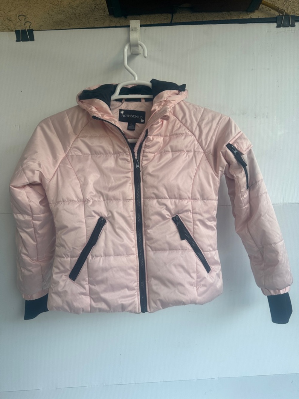 ROTHSCHILD GIRLS PINK PUFFER HOODED JACKET SIZE M 10-12